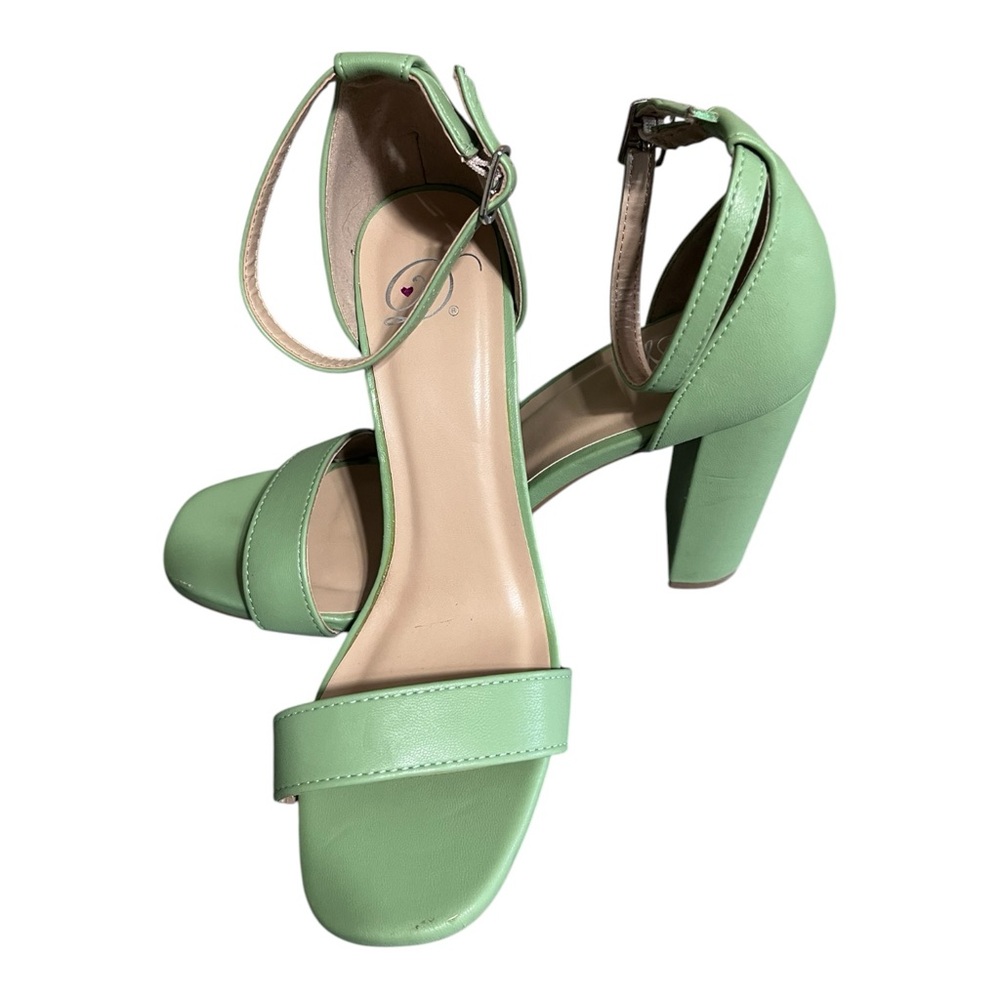 Women’s Mint Green Thick Block Modern Retro Open Toe Sandal 7.5 - Picture 2 of 5